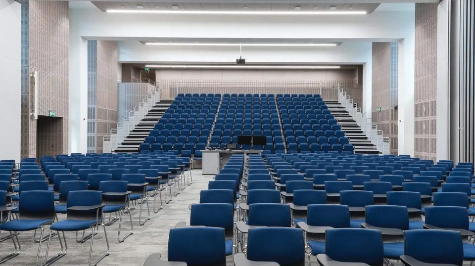 trinity business school theatre hall with seats