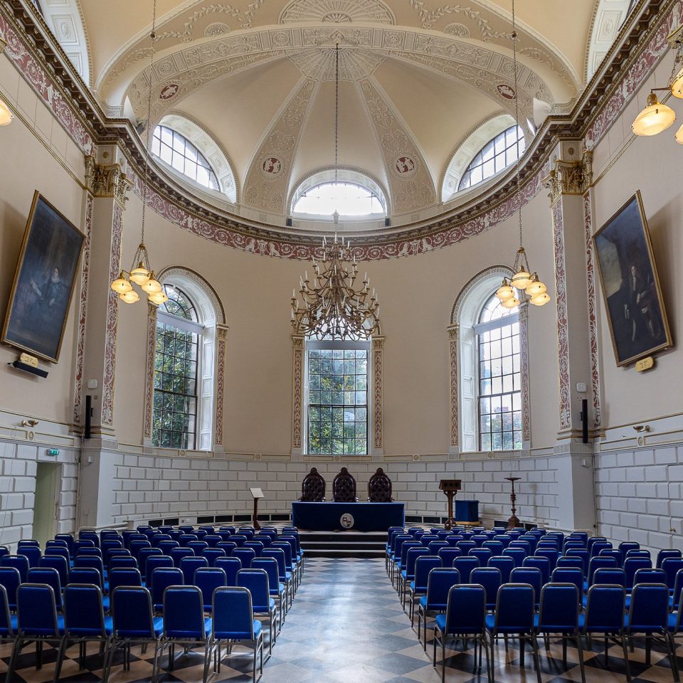 exam hall trinity with chairs and table