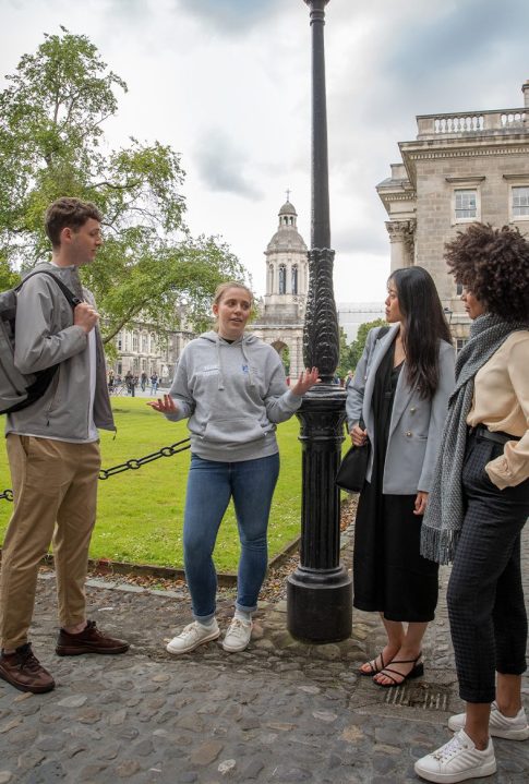 tour guide visiting trinity speaking to visitors