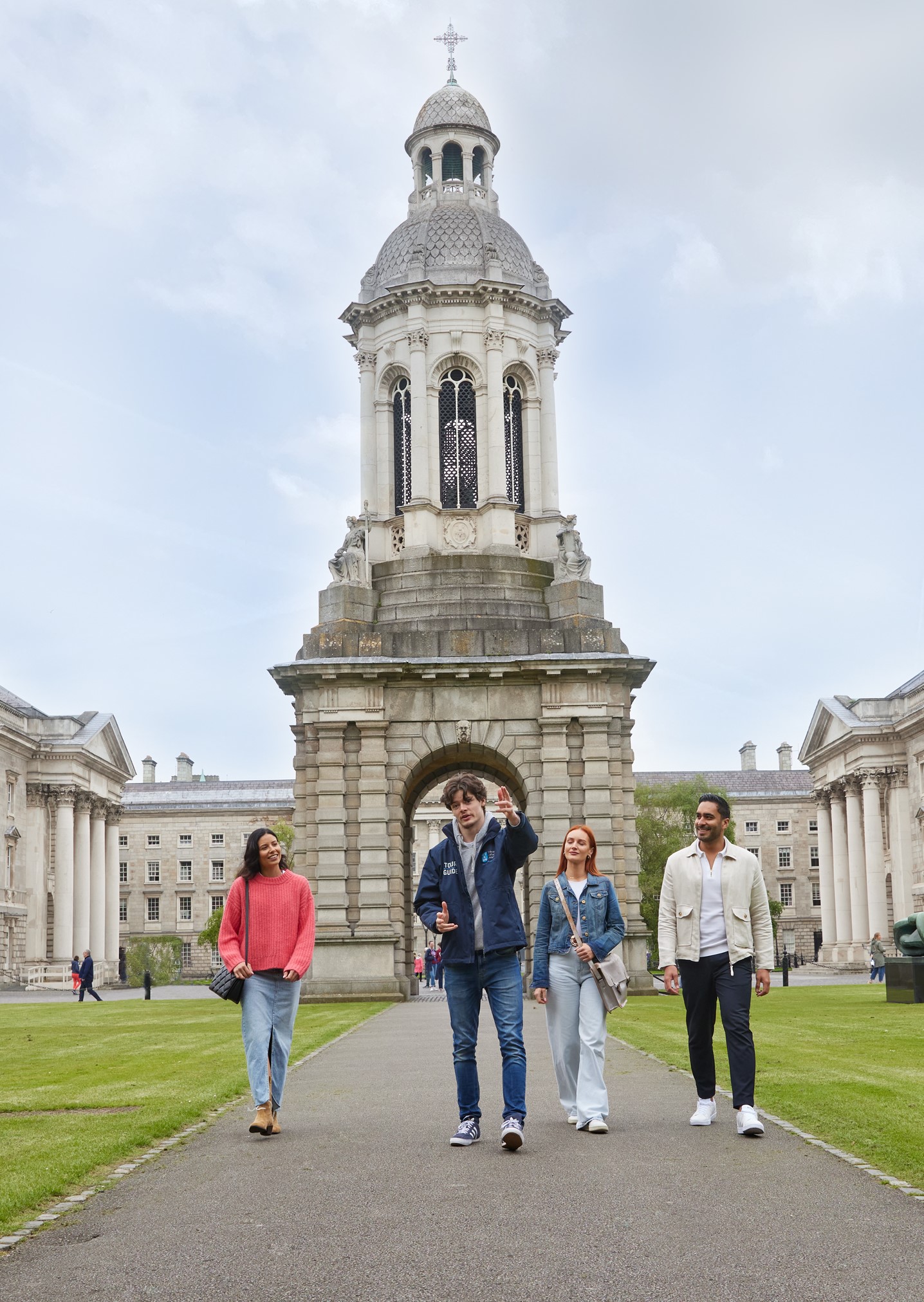 tour guide with tourists at trinity