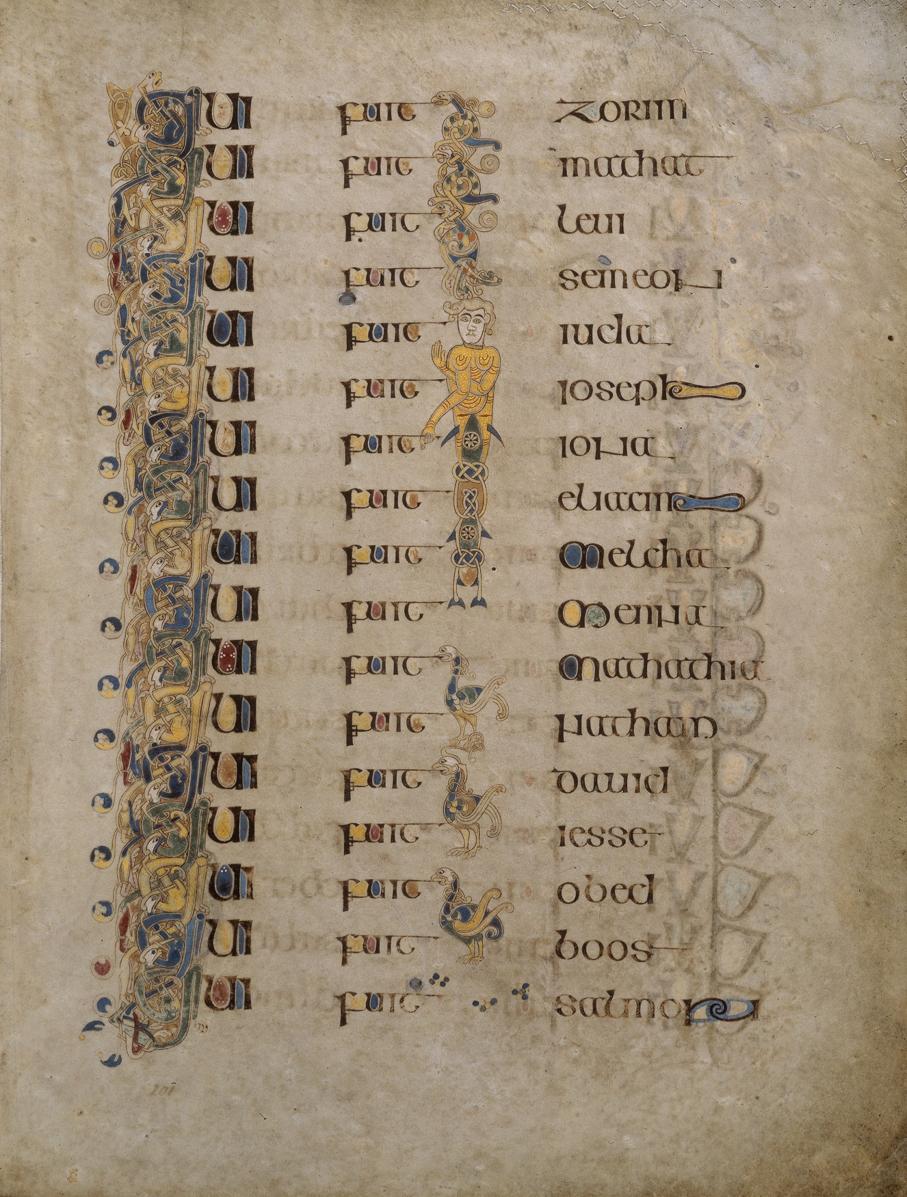 Page with ancient inscribes from the Book of Kells