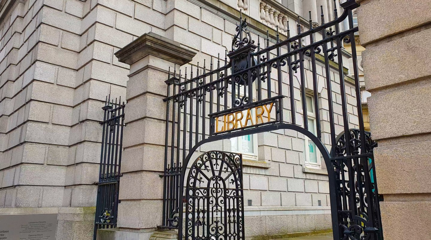 Old gates of the front of the National Library of Ireland