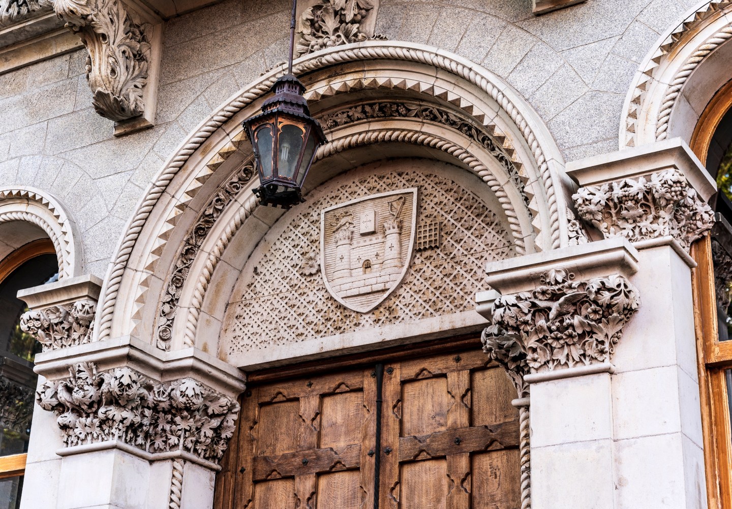 Grey stonework outside the Museum Building entrance