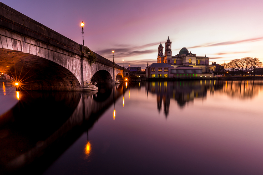 Sunset on a bridge over the River Shannon